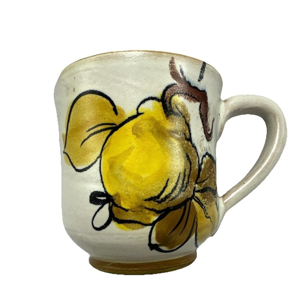 Hand Painted Ceramic Coffee Mug Signed Minon July 1969 Vintage Decor‎
